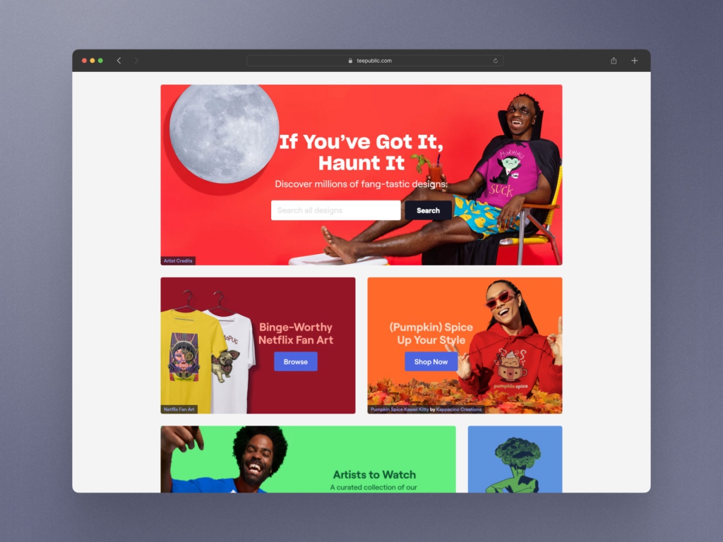 TeePublic Home Page Original